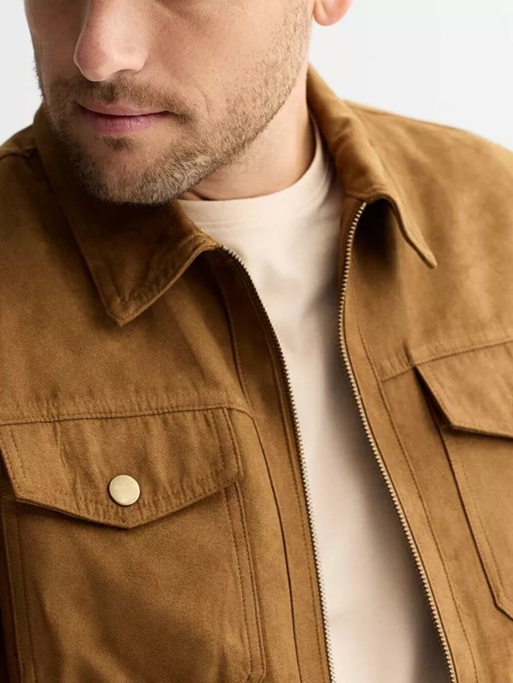 Men's Apt. 9 Faux Suede Trucker Jacket Brown XL NWT - Picture 4 of 5